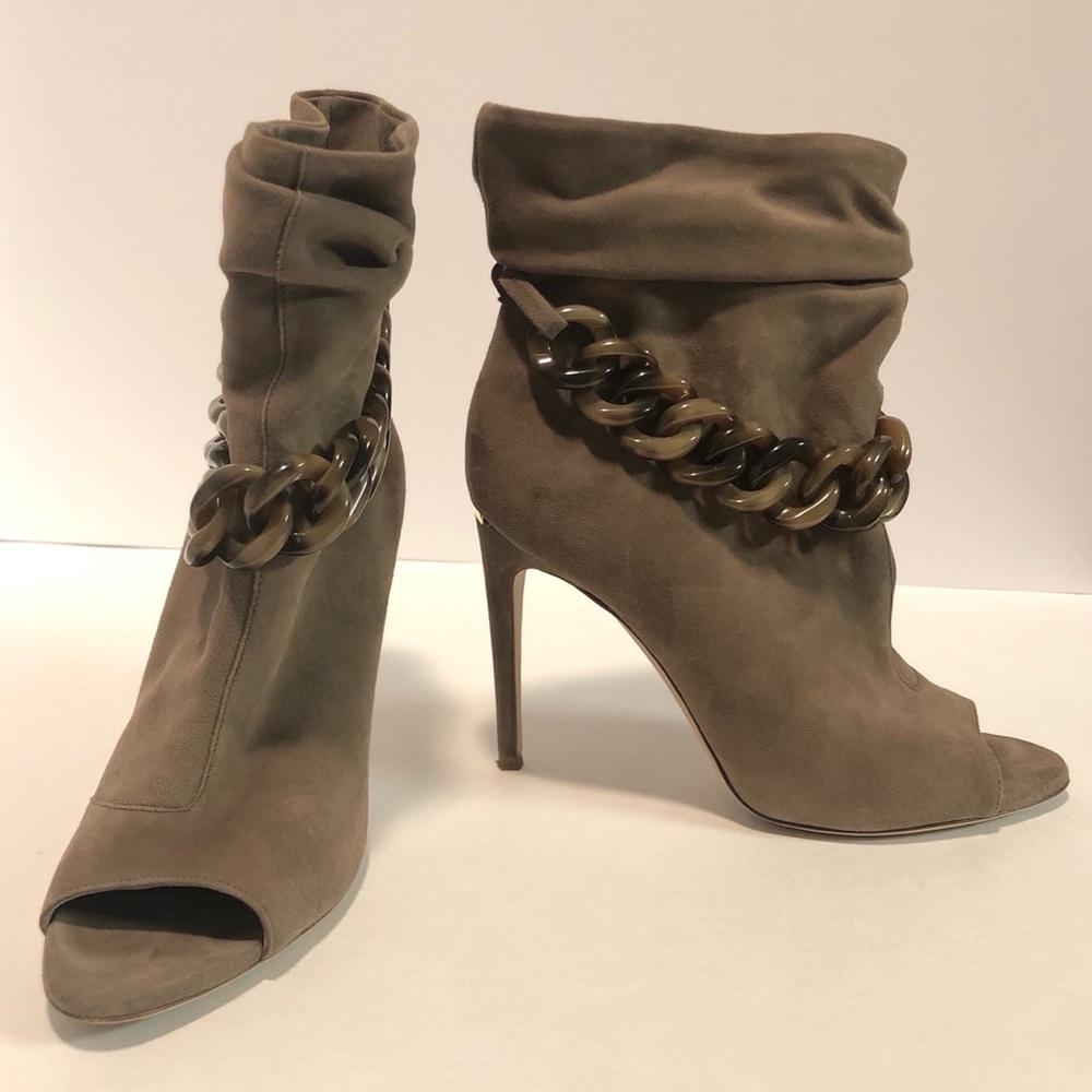 Burberry Punterel Peep Toe Bootie 38.5 Tan - Picture 2 of 6